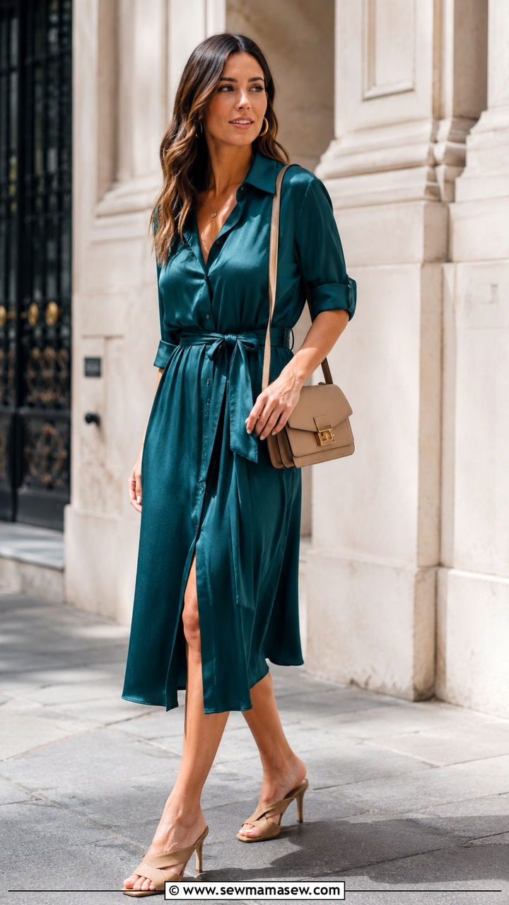 Belted shirtdress wedding guest outfit - 25 seasonal summer wedding guest outfit ideas