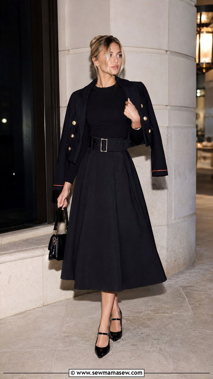 Belted skirt and Mary Jane shoes outfit - 30 Spring Parisian outfits 2026