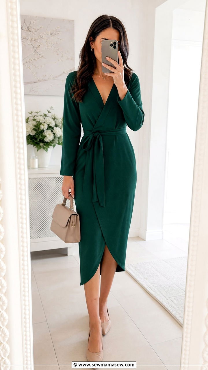 Belted wrap dress for petites - 25 Outfit ideas to look taller