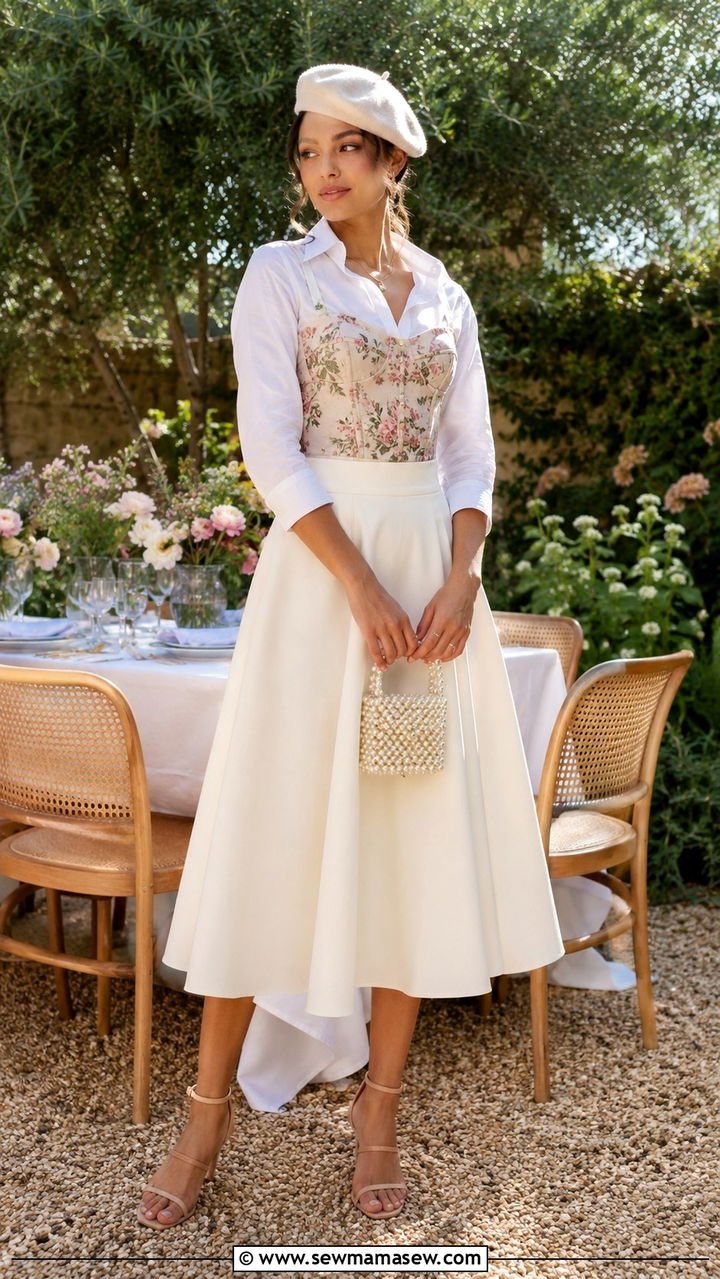Beret With Corset Top and Floral Skirt - 25 Ways to wear a beret