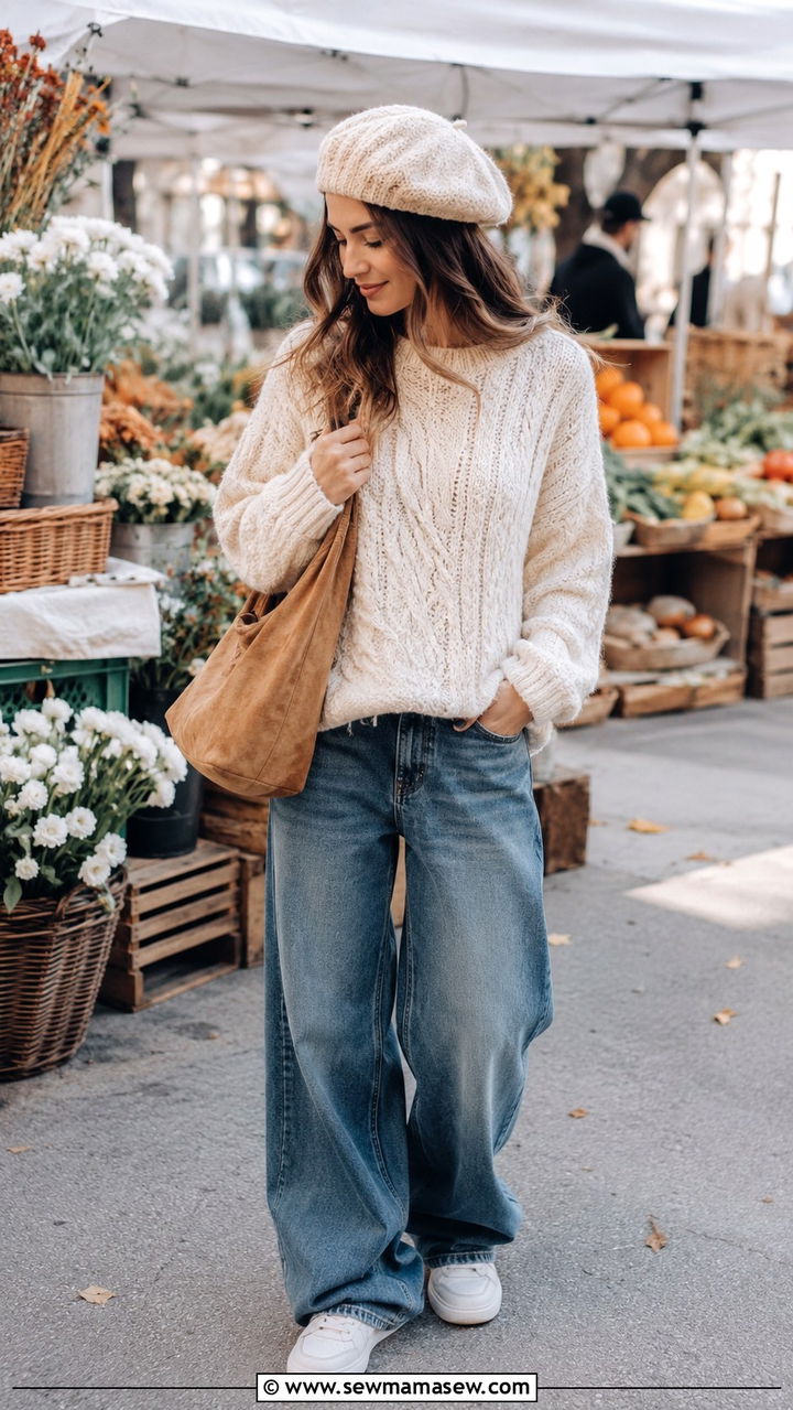 Beret With Sweater and Baggy Jeans - 25 Ways to wear a beret