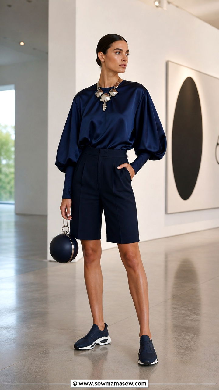 Bermuda Shorts With Blouson Top Outfit - 40 Bermuda shorts outfit ideas