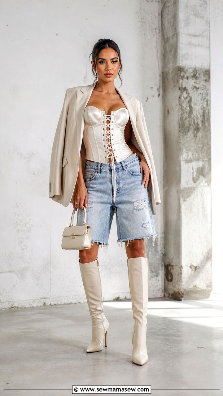 Bermuda Shorts With Corset Top Outfit - 40 Bermuda shorts outfit ideas