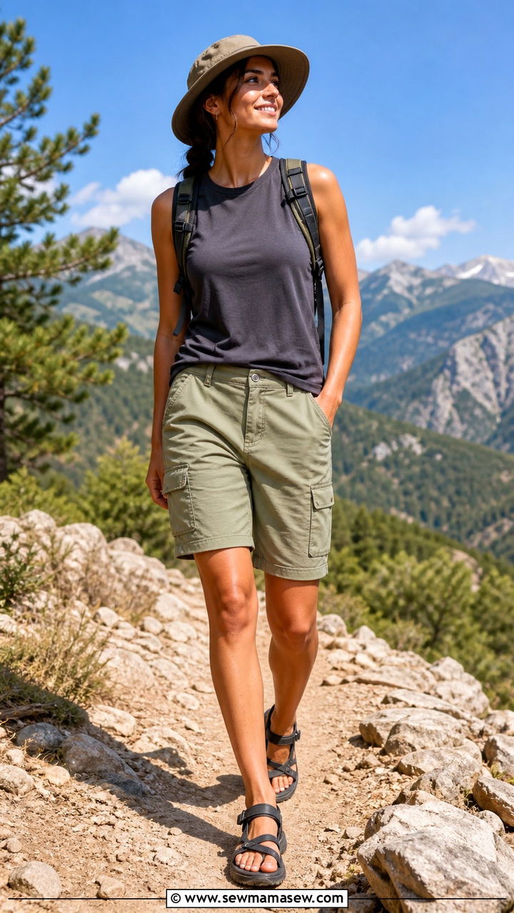 Bermuda Shorts With Muscle Tank And Hiking Sandals - 40 casual bermuda shorts outfits