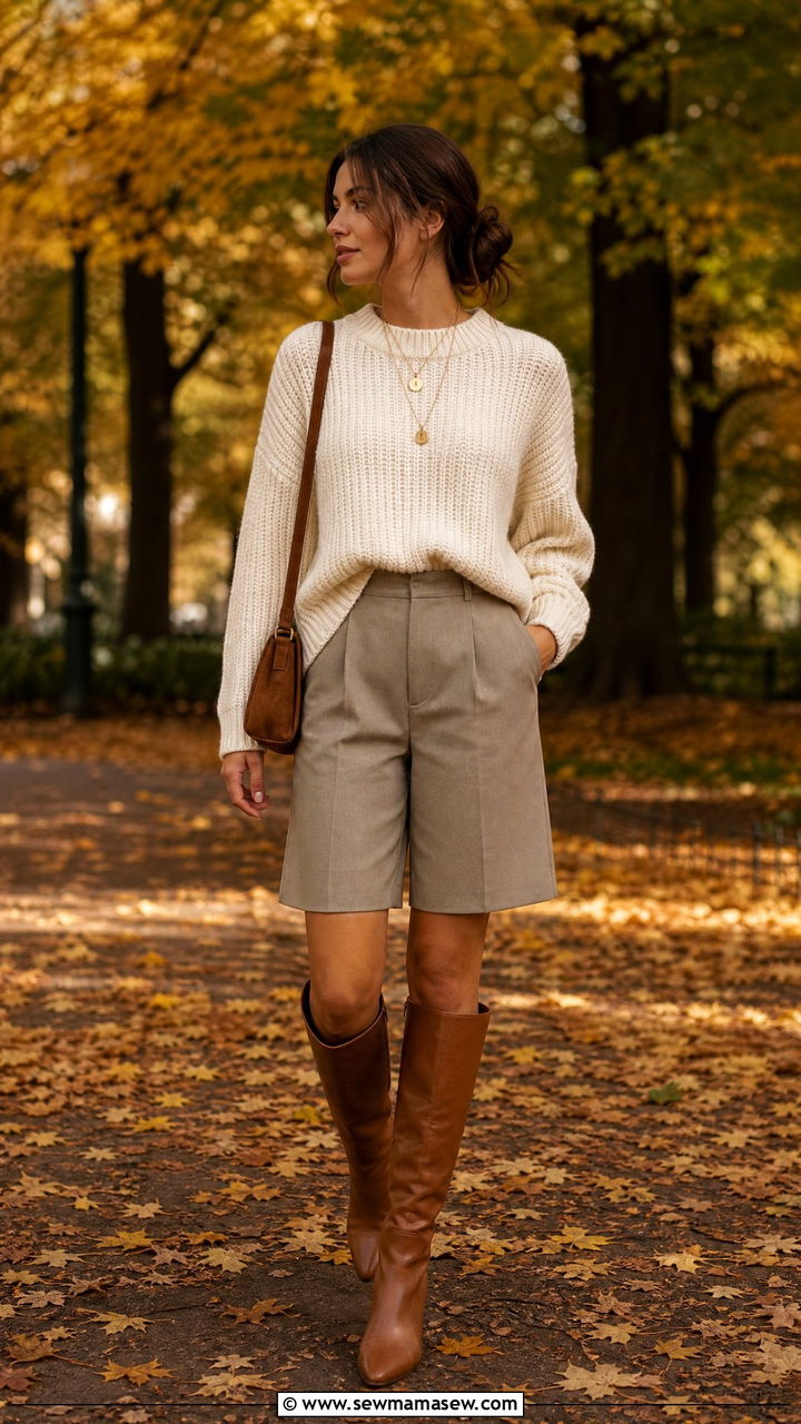 Bermuda Shorts With Sweater - 25 chic bermuda shorts outfit ideas