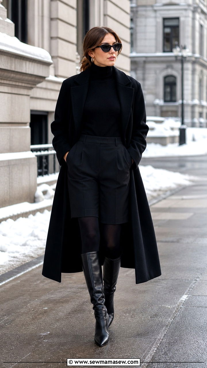 Bermuda Shorts With Turtleneck And KneeHigh Boots - 40 casual bermuda shorts outfits