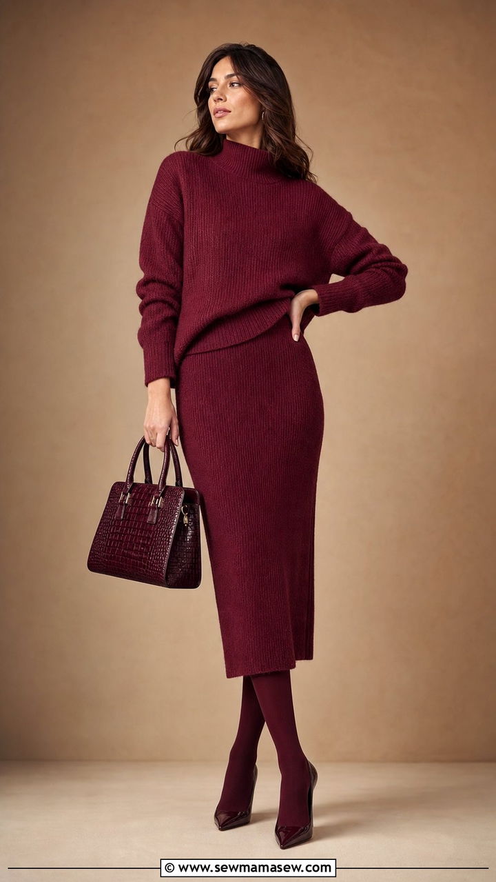 Berry Toned Knit Two Piece with Coordinating Accessories - 25 Copenhagen outfits 2026