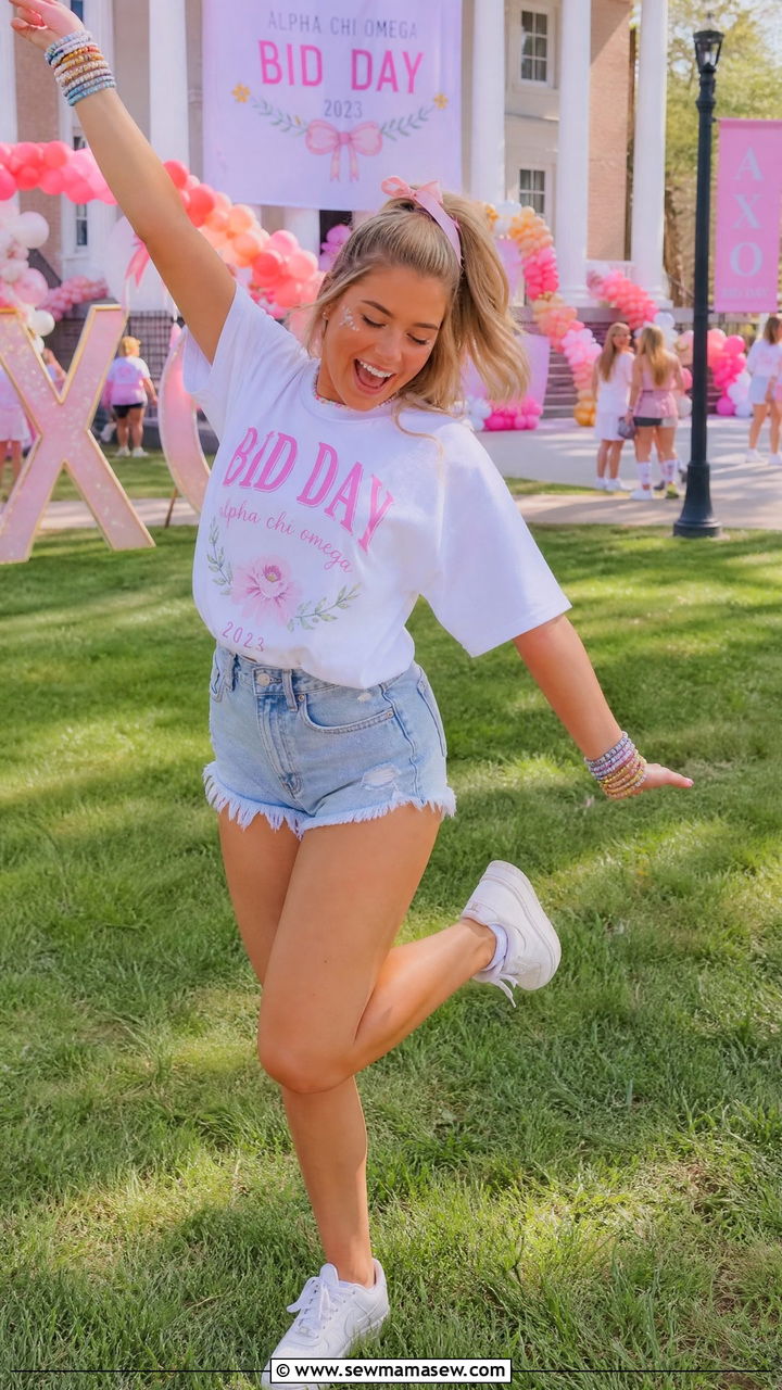 Bid day t shirt with shorts - 30 Rush week outfit ideas