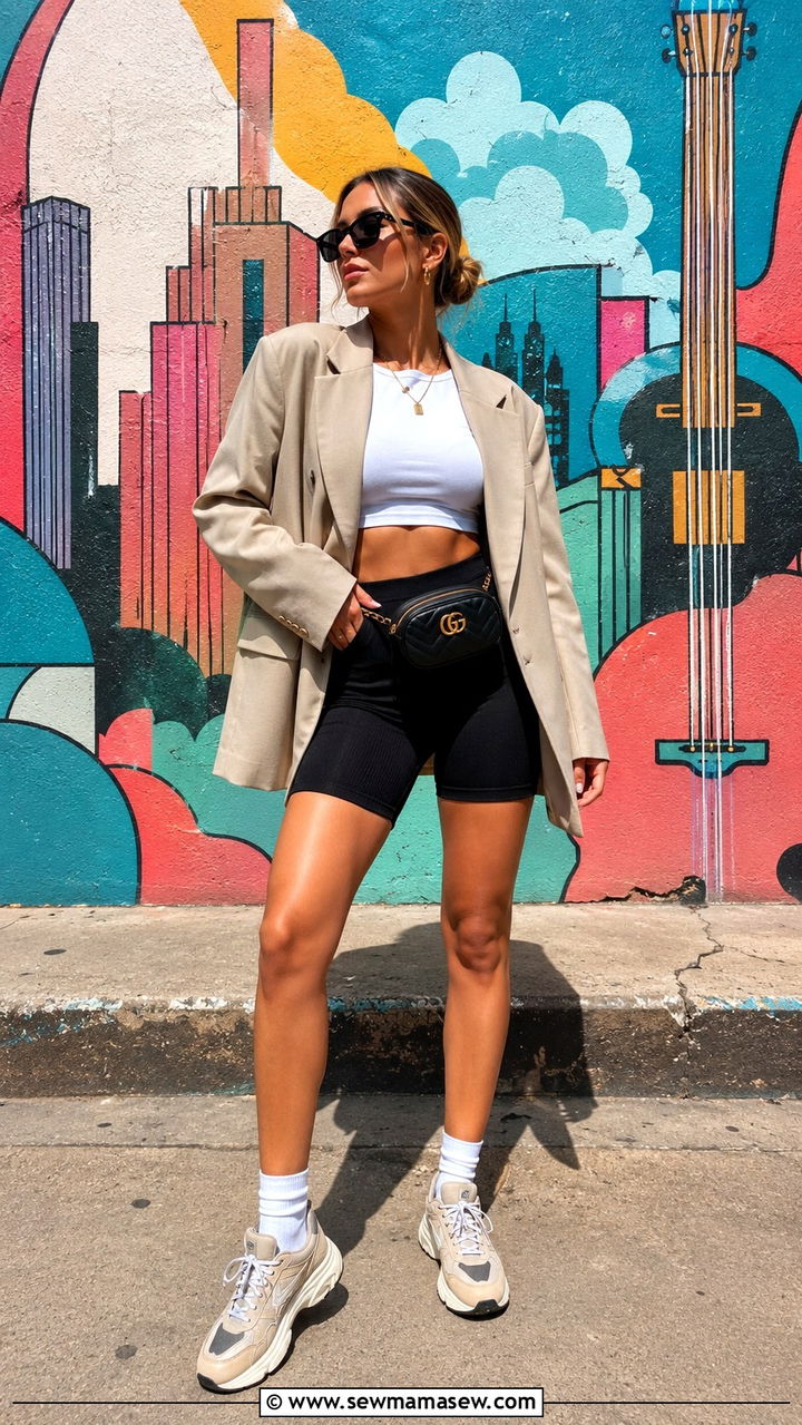 Biker Shorts and Oversized Blazer Outfit SXSW - 20 SXSW outfit ideas 2026