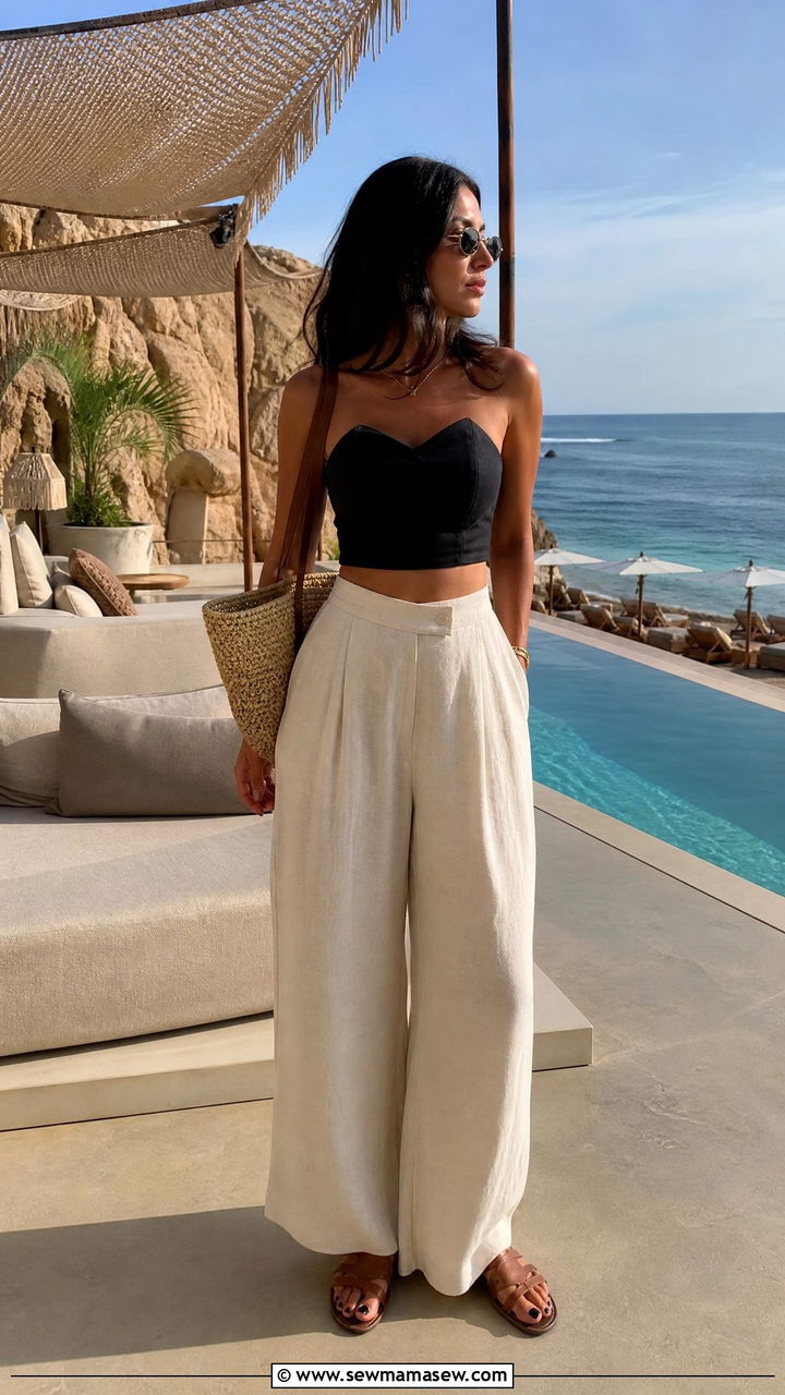Bikini Top With High Waist Pants Vacation Outfit - 25 vacation outfits aesthetic