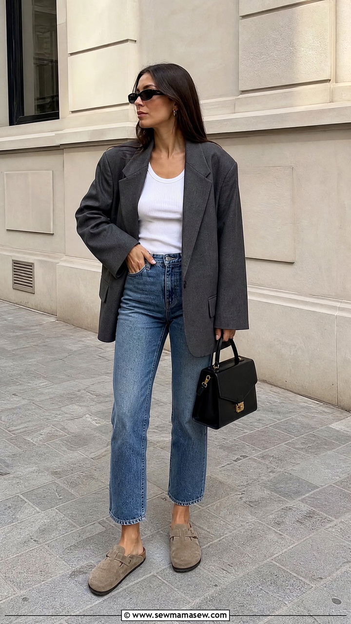 Birkenstock Boston Clogs With A Blazer Outfit - 25 How to style birkenstocks