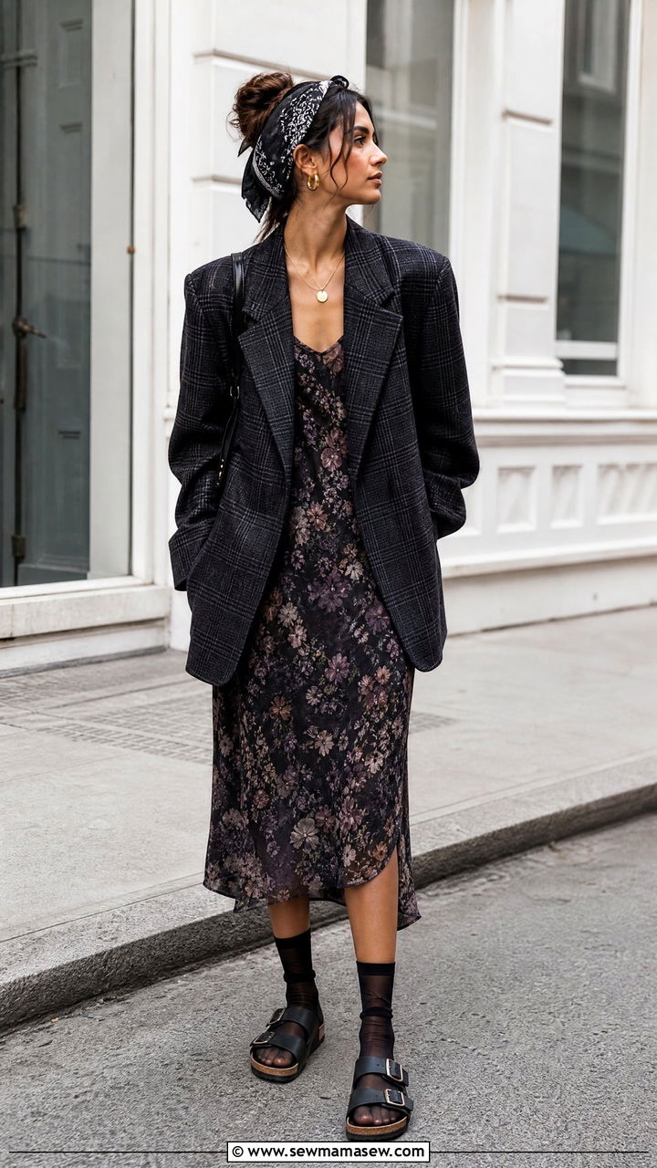 Birkenstock Sandals With Socks And A Midi Dress Outfit - 25 How to style birkenstocks