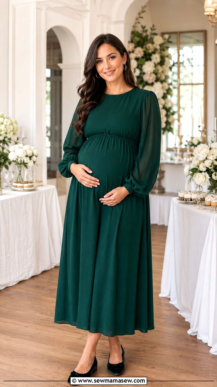 Bishop Sleeve Maternity Dress - 25 modest baby shower outfit ideas