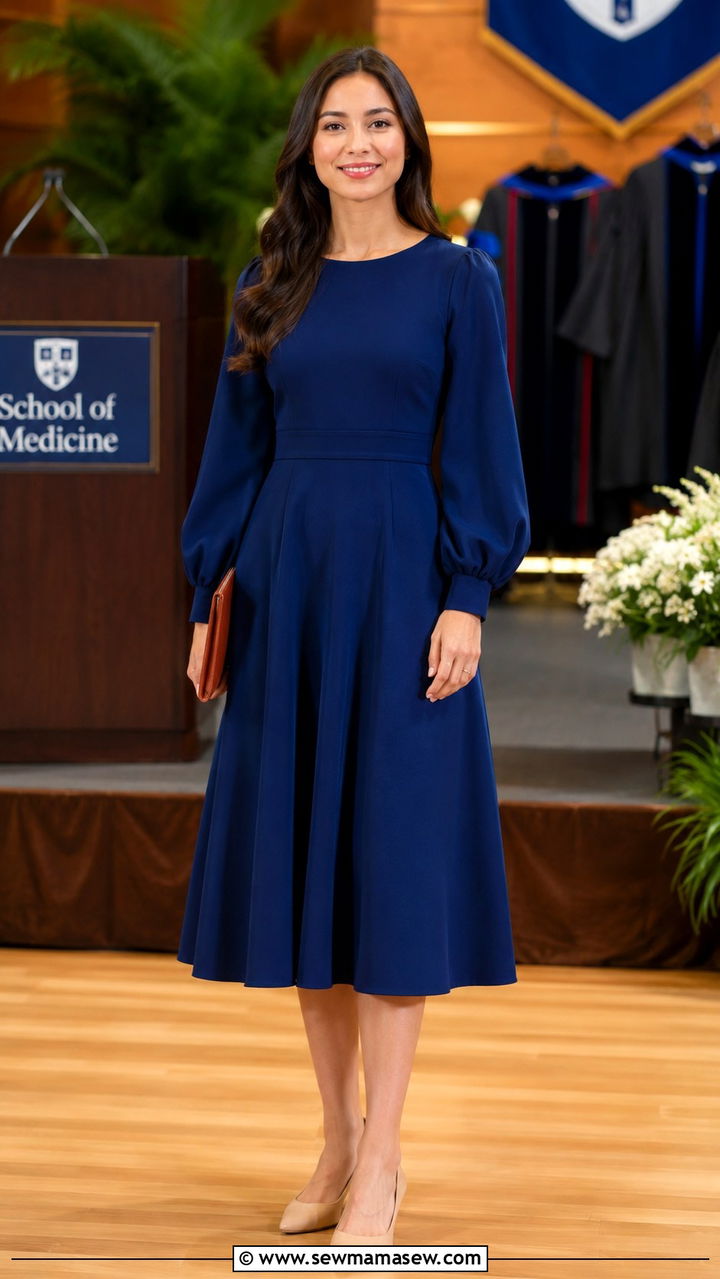 Bishop sleeve dress PhD hooding ceremony outfit - 20 PhD hooding ceremony outfit ideas
