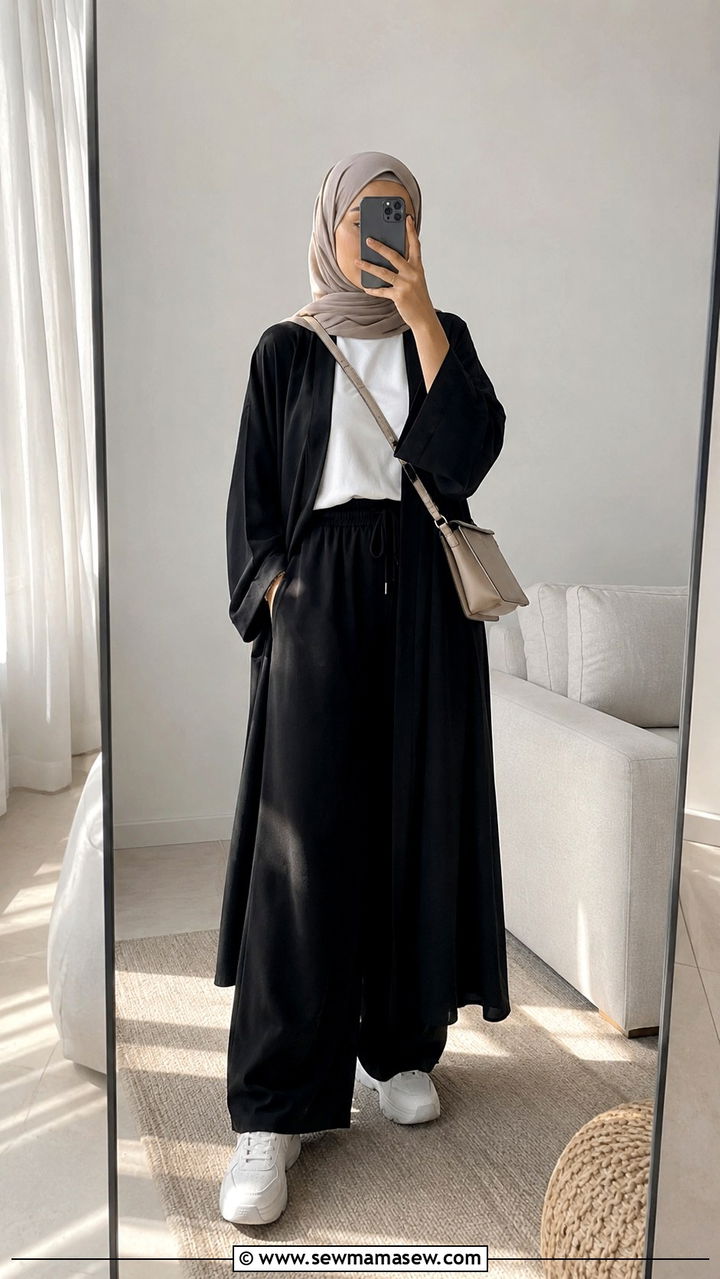 Black Abaya With White Sneakers - 20 Modest outfit ideas for Pakistan