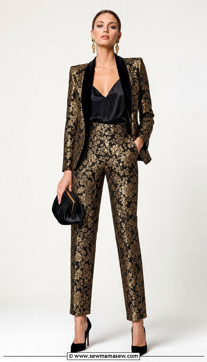 Black And Gold Brocade Blazer And Trousers Coord - 25 Coord set outfit ideas for night out
