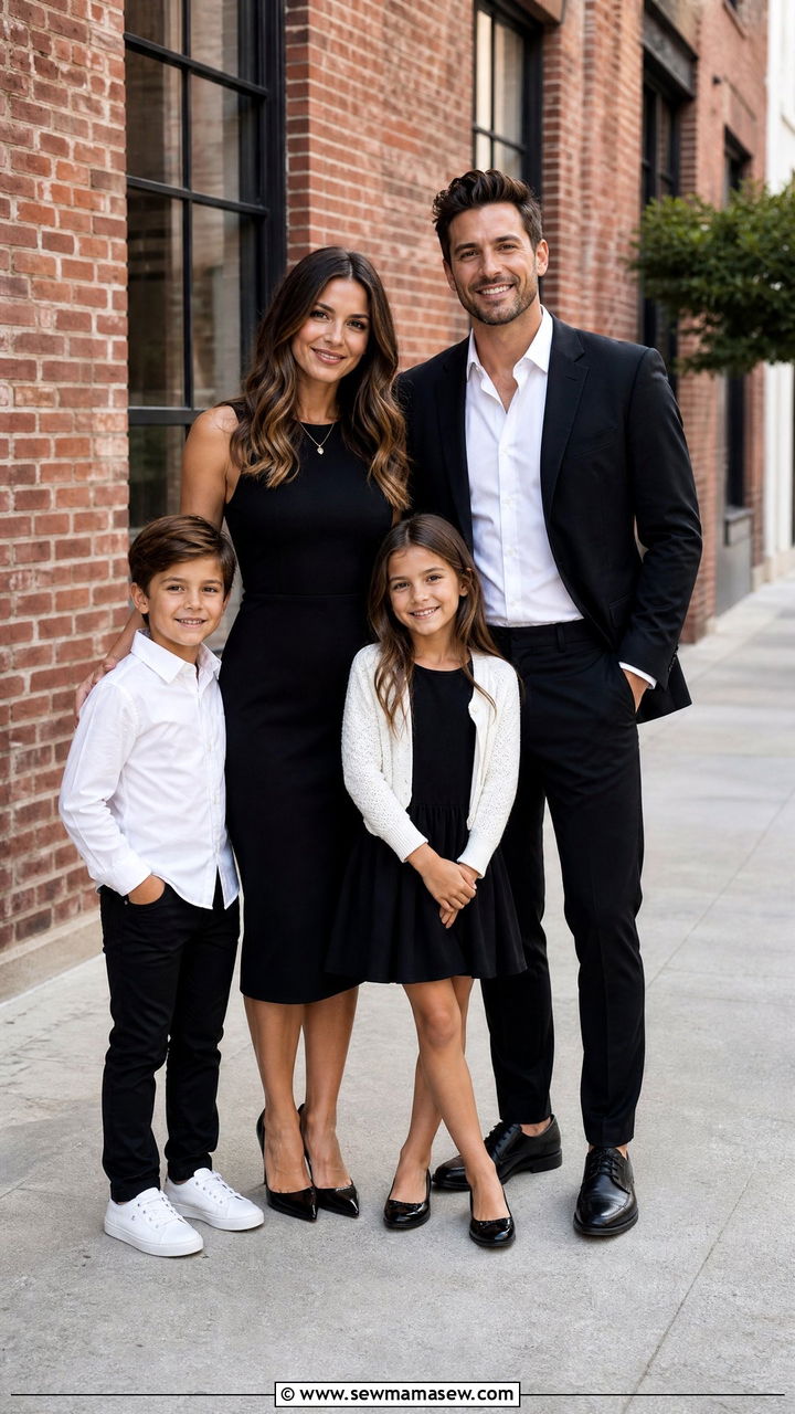 Black And White Classic Family Photo Outfits - 30 Elegant family photo outfit ideas