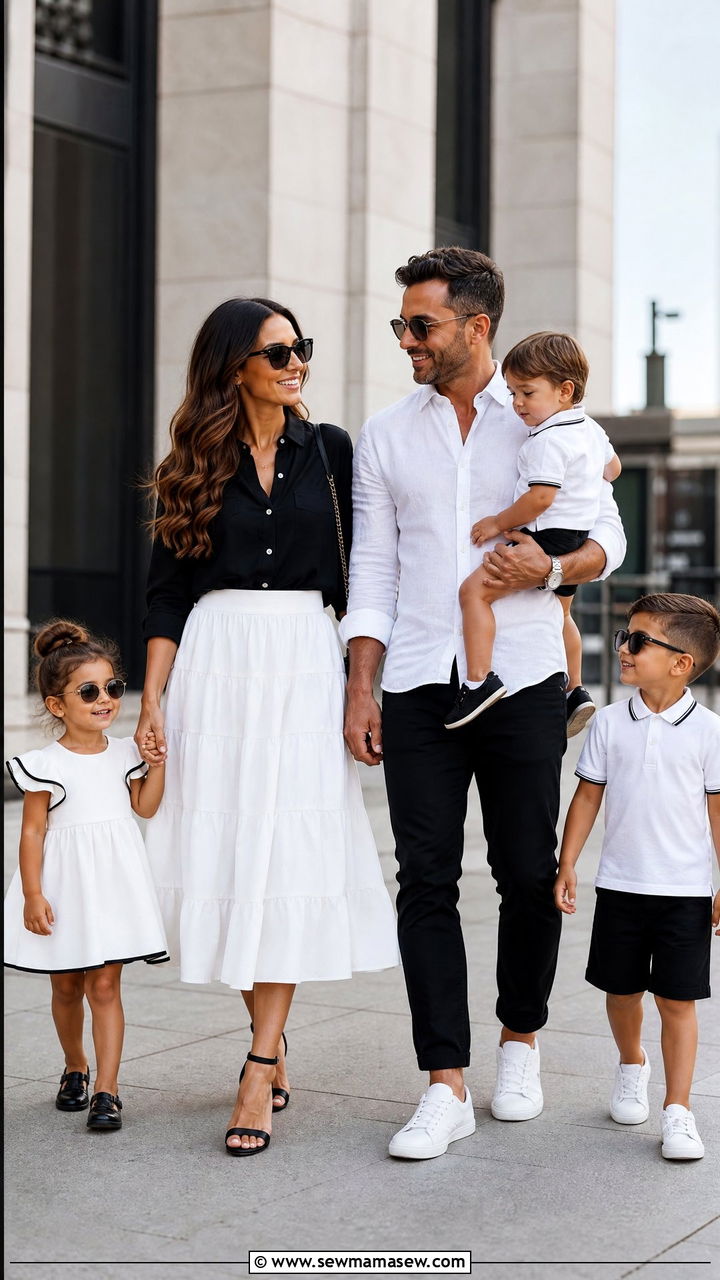 Black And White Monochrome Family Outfit - 30 Matching spring family outfits