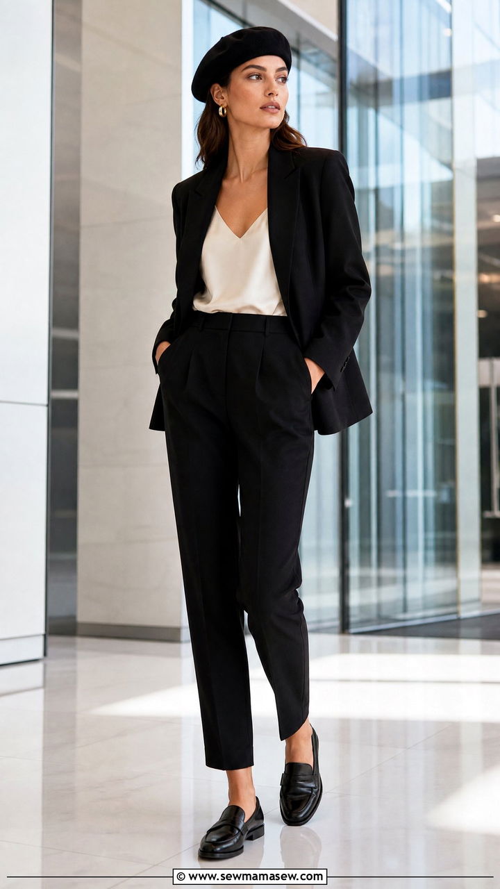 Black Beret With Tailored Suit And Loafers - 25 How to style a beret