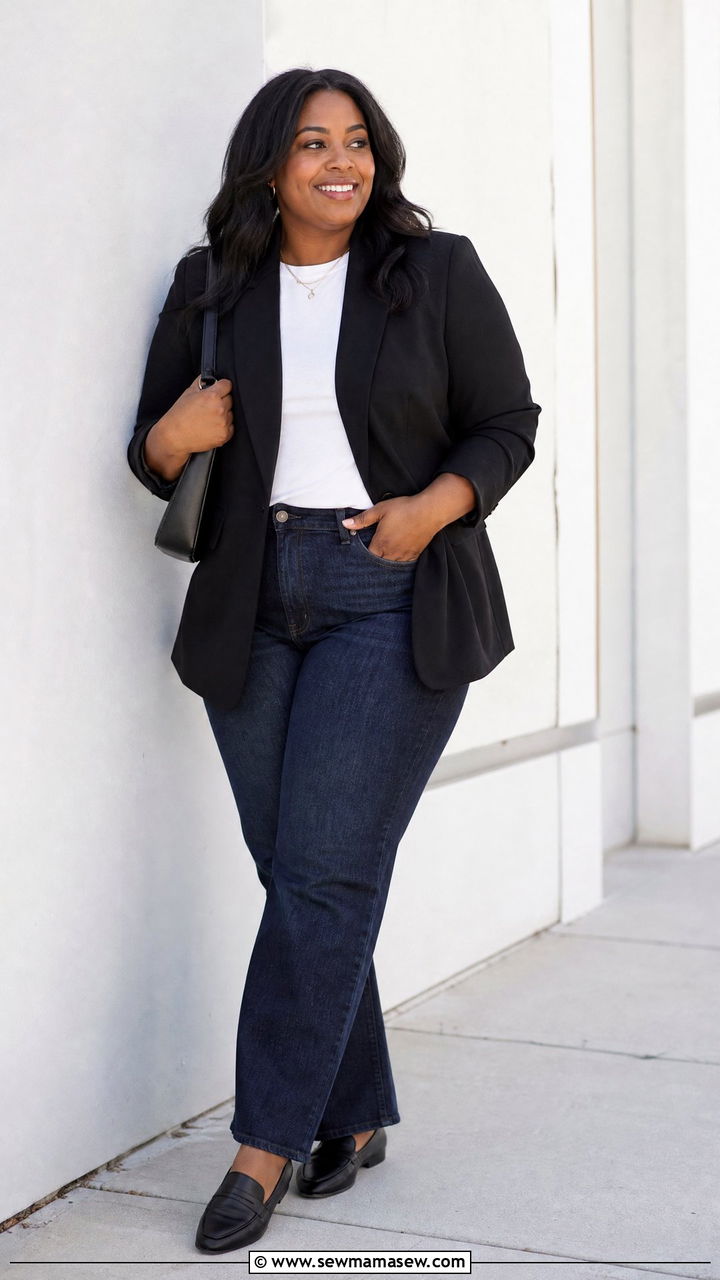 Black Blazer With Jeans Plus Size Outfit - 25 Quiet luxury outfit ideas plus size