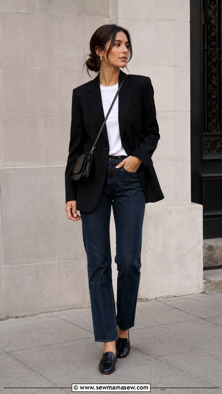 Black Blazer With Straight Leg Jeans Classy Outfit - 30 classy outfits to copy