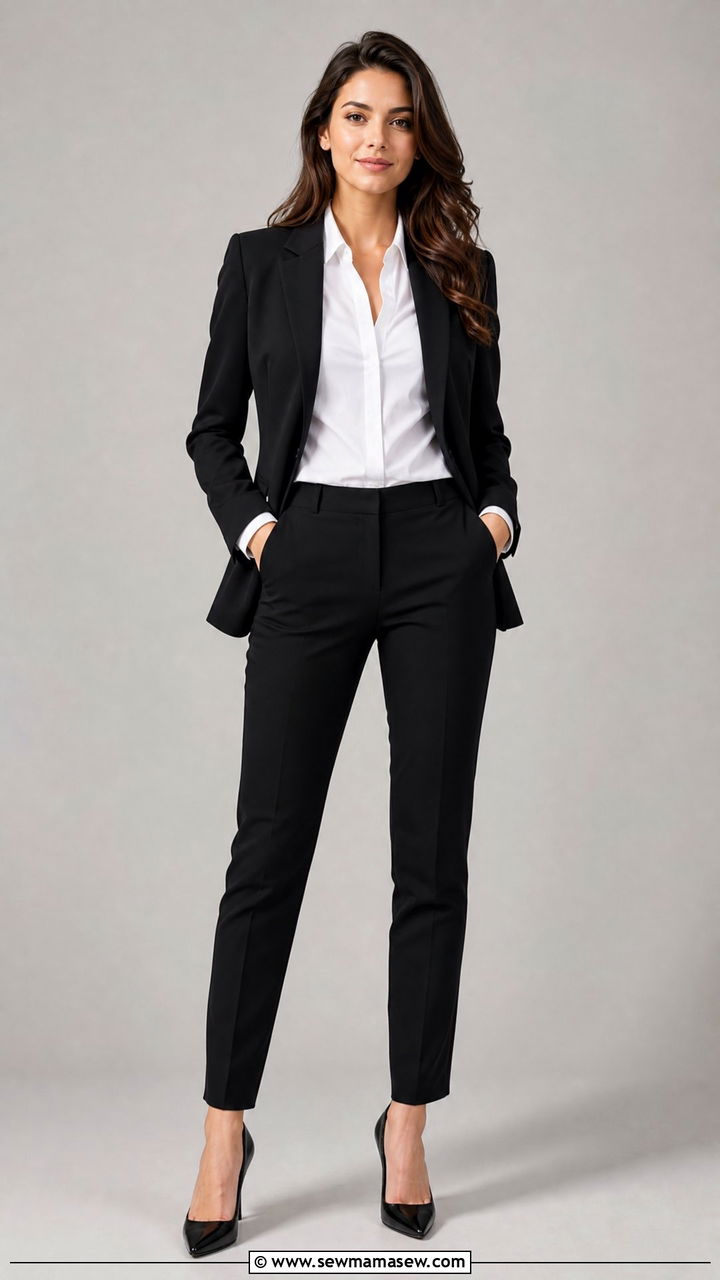 Black Blazer and White Button Down Shirt - 30 Professional headshot outfit ideas for women