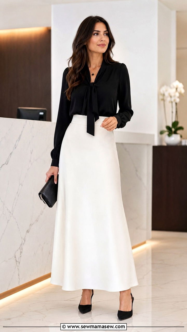 Black Blouse with White Maxi Skirt Outfit - 30 Legal secretary outfit ideas