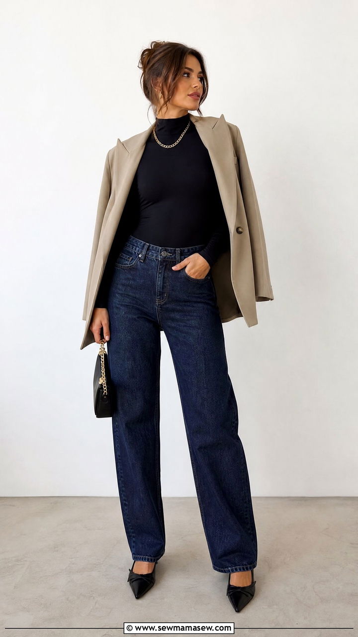 Black Bodysuit And Barrel Jeans Outfit - 25 how to style barrel jeans