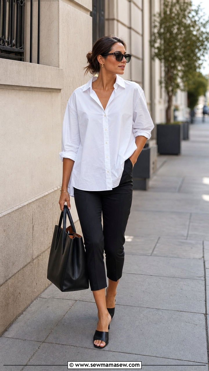 Black Capri Pants and Oversized Shirt Summer Outfit - 25 Summer 2026 outfit trends