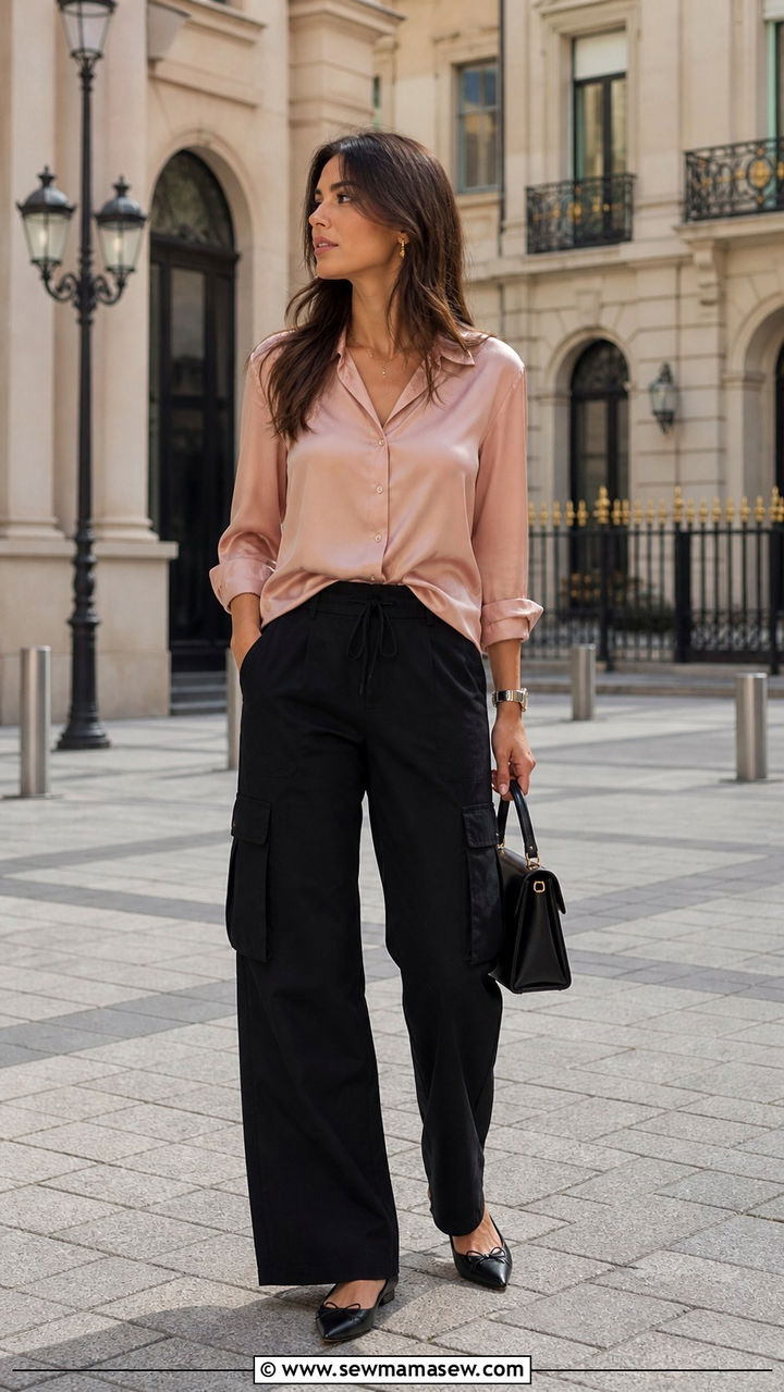 Black Cargo Pants with Combat Boots - 40 cargo pants outfits for women