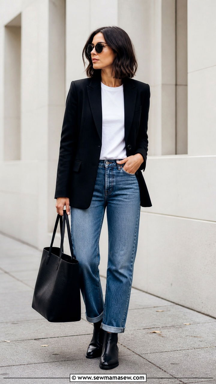Black Chelsea boots with straight leg jeans - 40 Chelsea boots outfit ideas