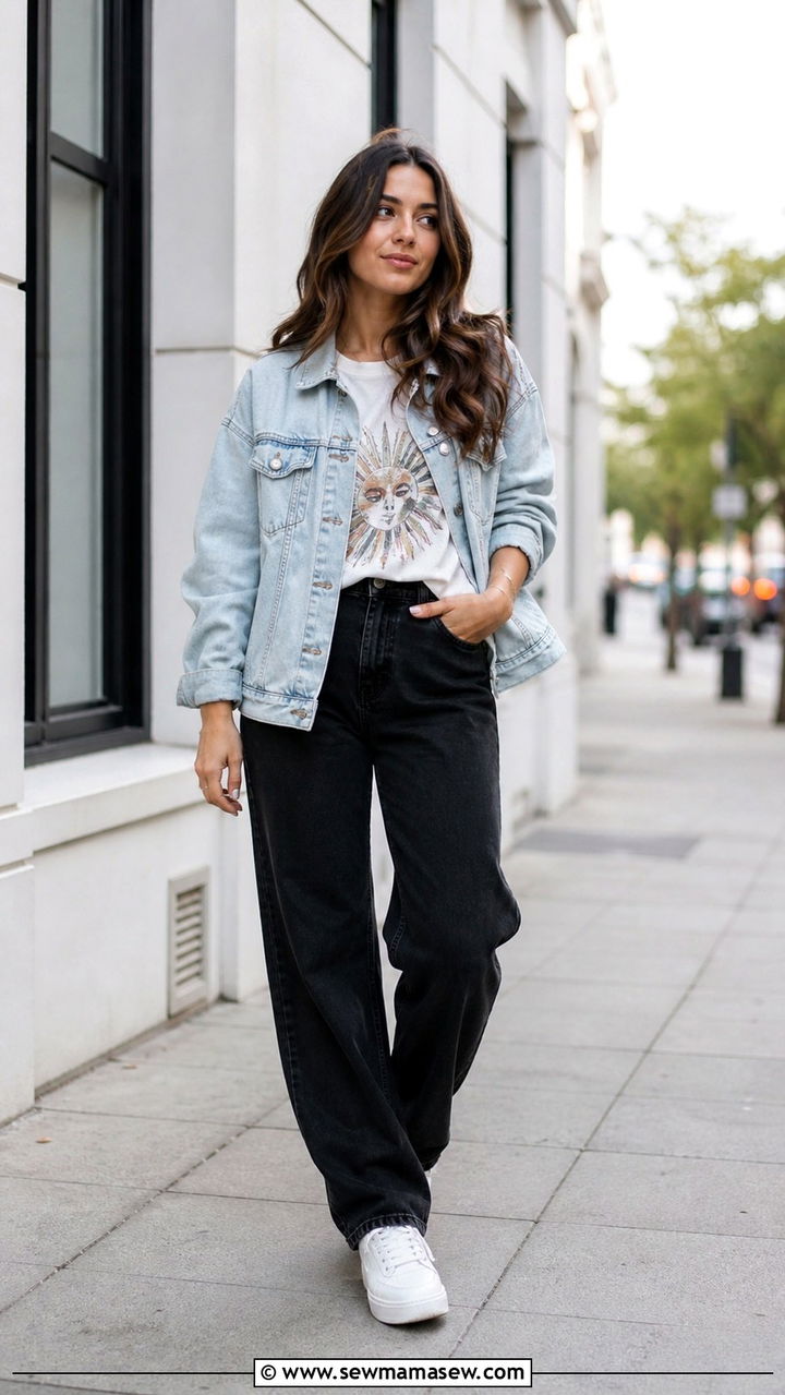 Black Crop Top With High Waisted Black Jeans and an Oversized Cardigan - 40 casual black jeans outfits