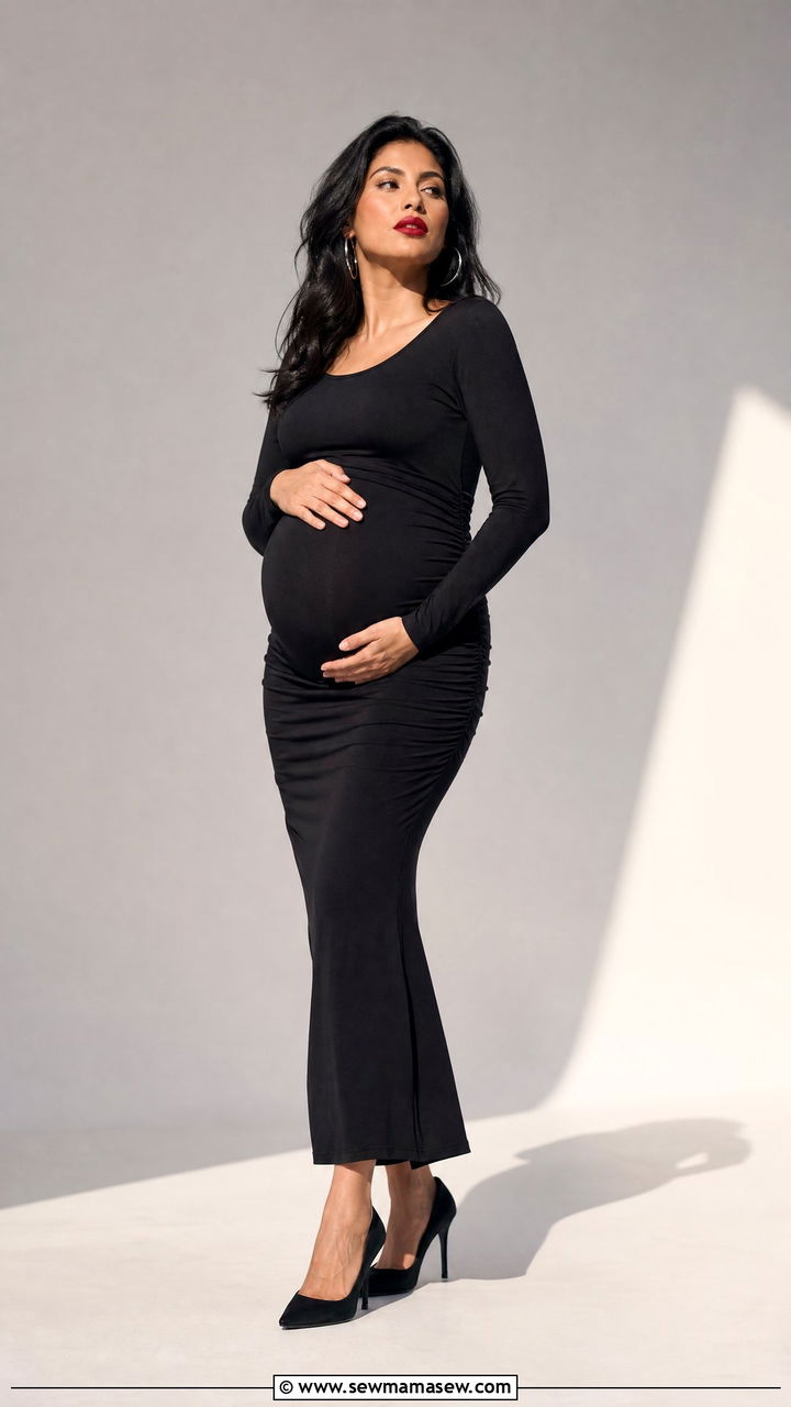 Black Dress Maternity Photoshoot Outfit - 30 Maternity photoshoot outfit ideas