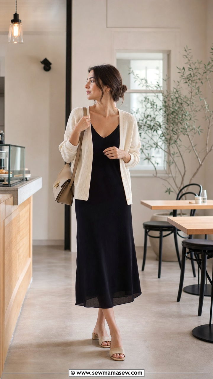 Black Dress With Lightweight Cardigan - 35 Black dress outfit ideas summer 2026