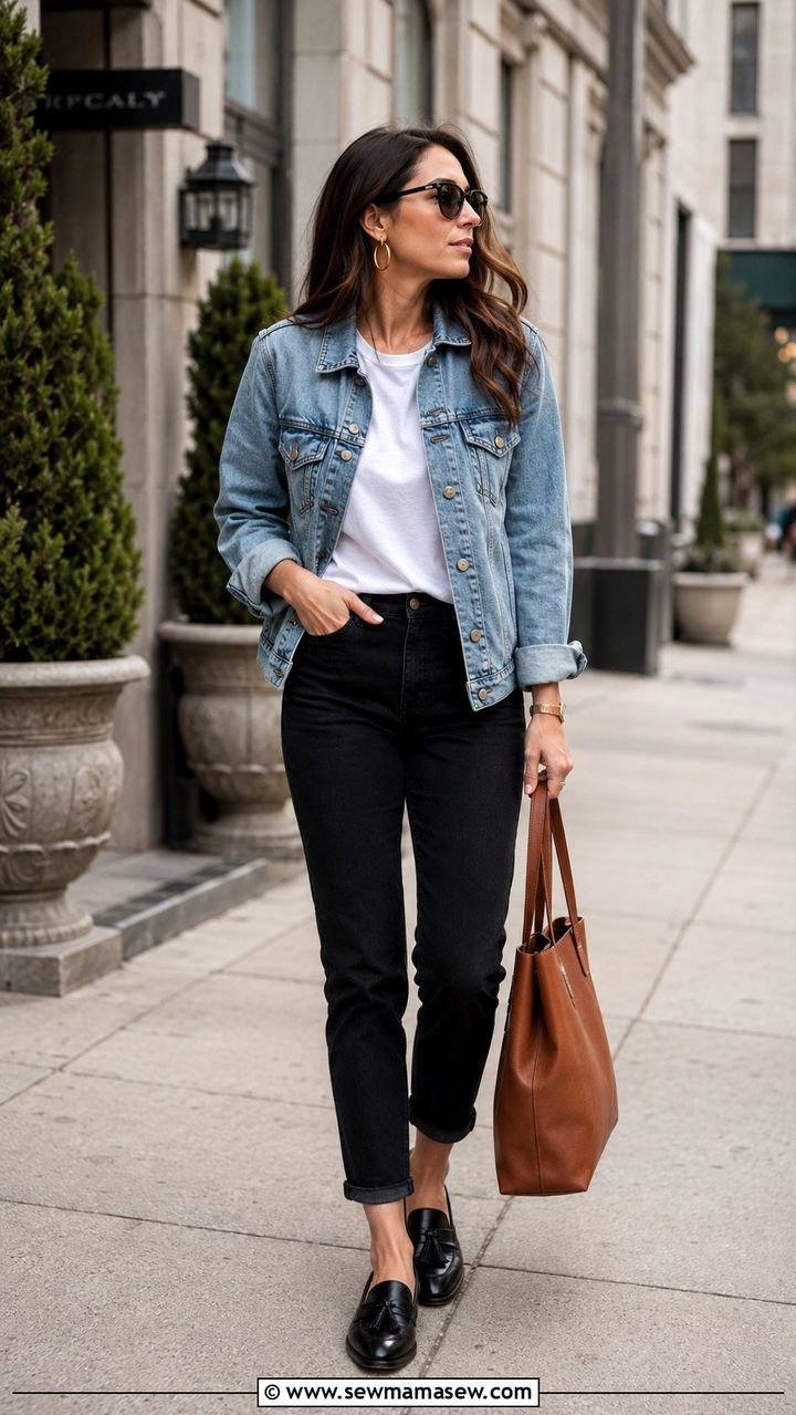 Black Jeans And Denim Jacket With Loafers - 25 Black jeans outfit ideas with loafers
