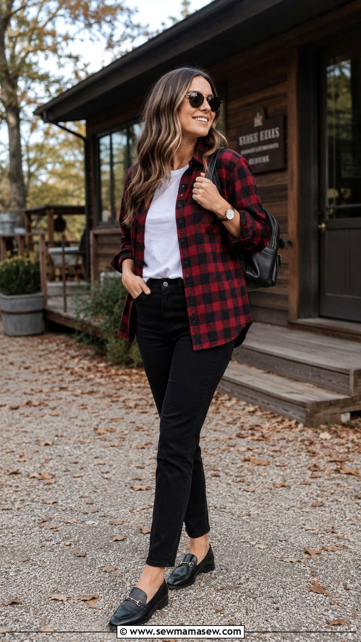 Black Jeans And Flannel Shirt With Loafers - 25 Black jeans outfit ideas with loafers