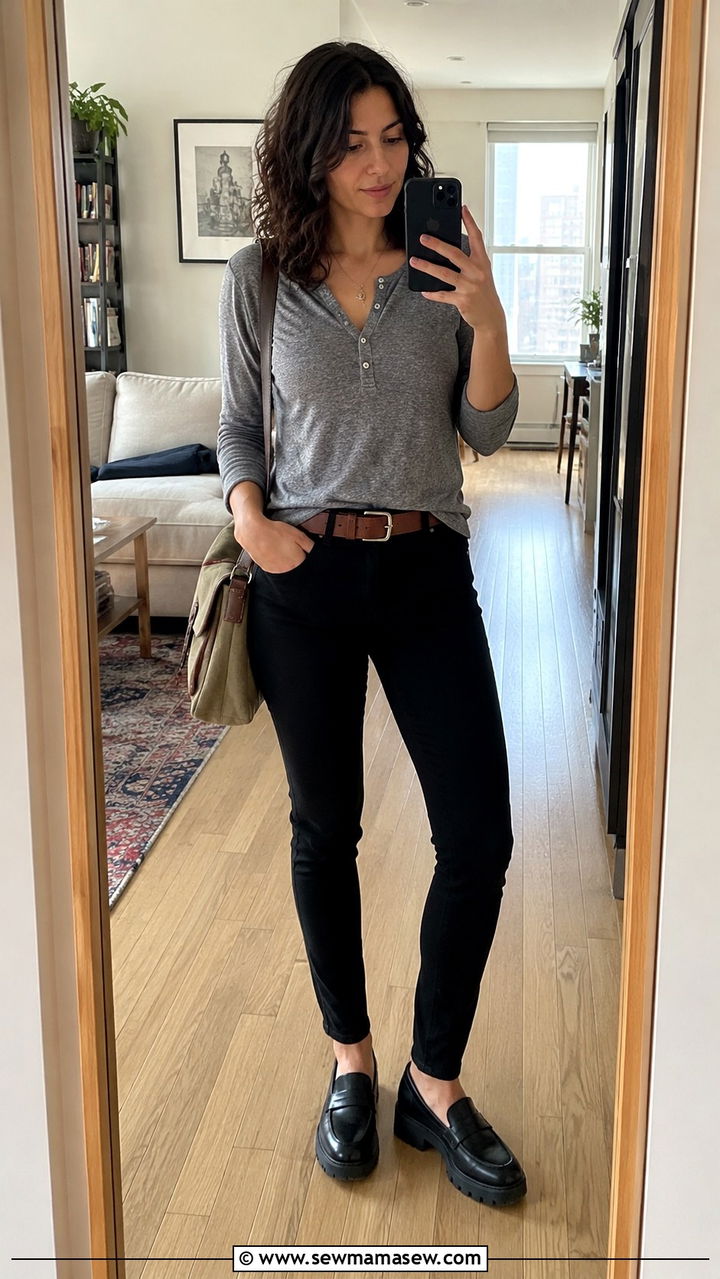 Black Jeans And Henley Shirt With Loafers - 25 Black jeans outfit ideas with loafers