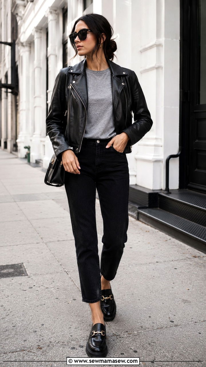 Black Jeans And Leather Jacket With Loafers - 25 Black jeans outfit ideas with loafers