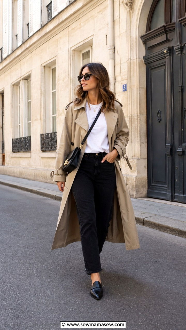 Black Jeans And Trench Coat With Loafers - 25 Black jeans outfit ideas with loafers
