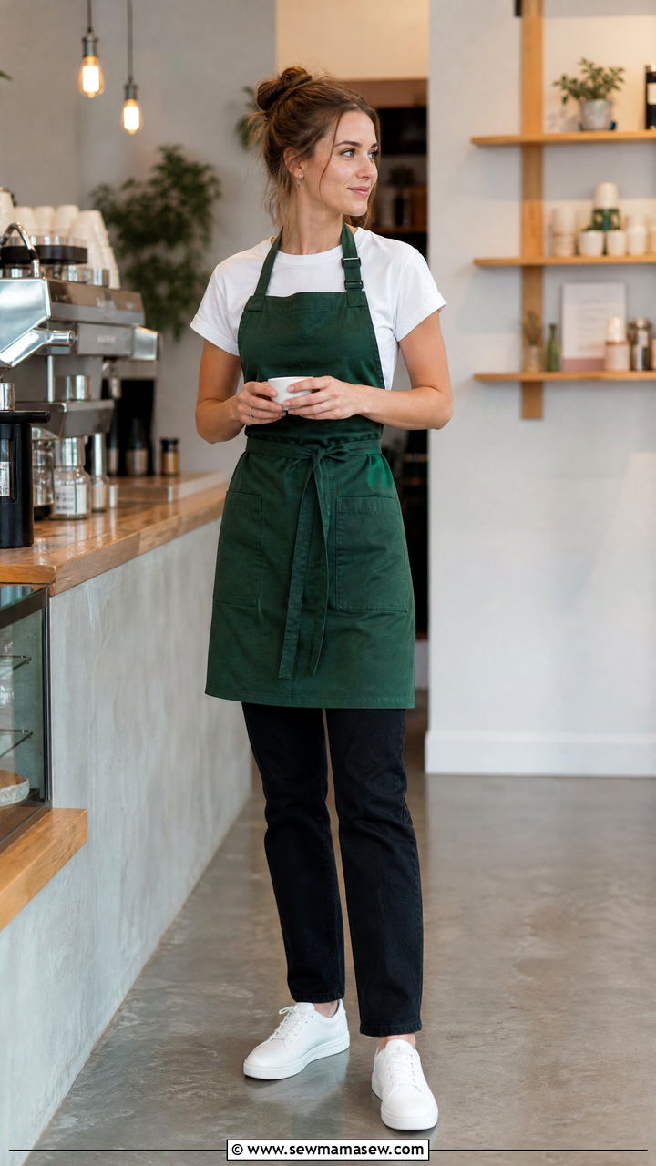 Black Jeans And White T Shirt Barista Look - 30 Summer outfit ideas for barista