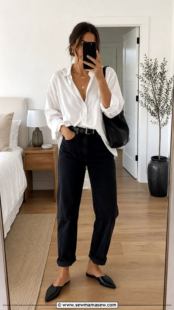 Black Jeans Button Down Half Tuck Outfit - 25 Black jeans outfit ideas with a button down