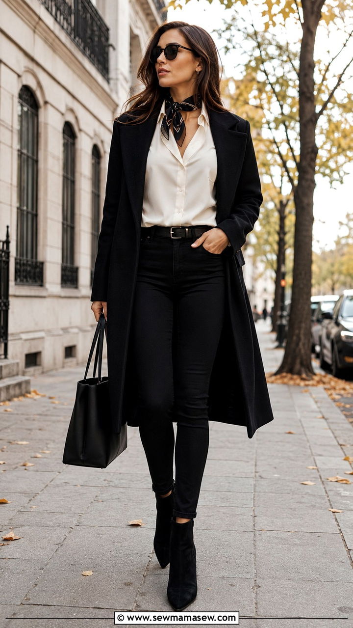 Black Jeans Button Down Outfit with Ankle Boots - 25 Black jeans outfit ideas with a button down