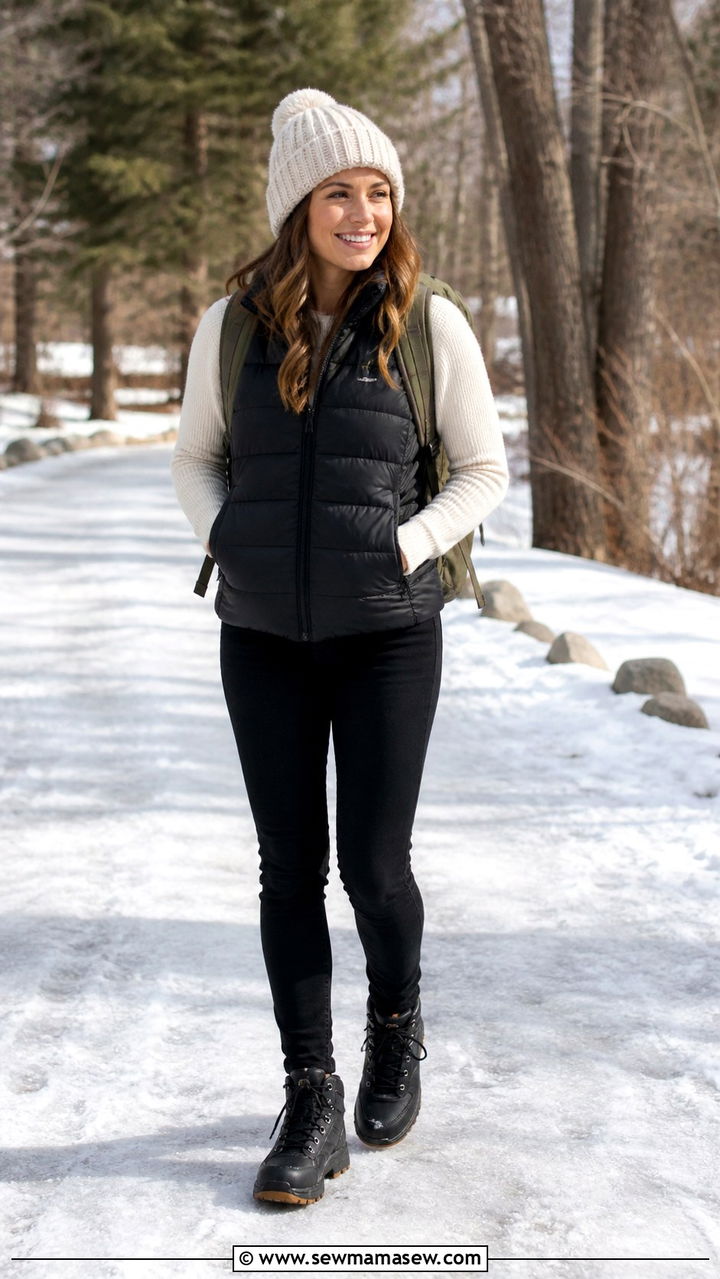 Black Jeans Puffer Vest Winter Outfit - 40 black jeans outfit ideas