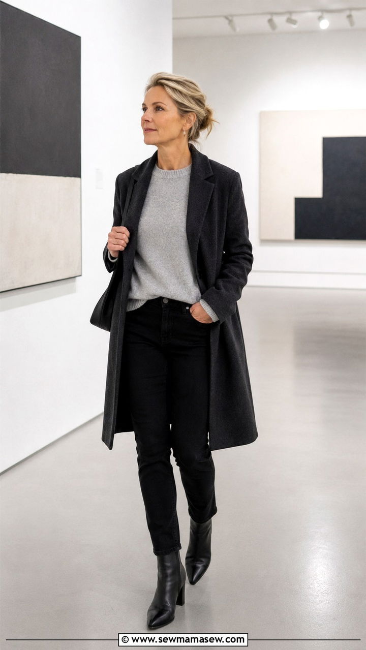 Black Jeans With A Monochrome Look - 25 black jeans outfits for women over 40