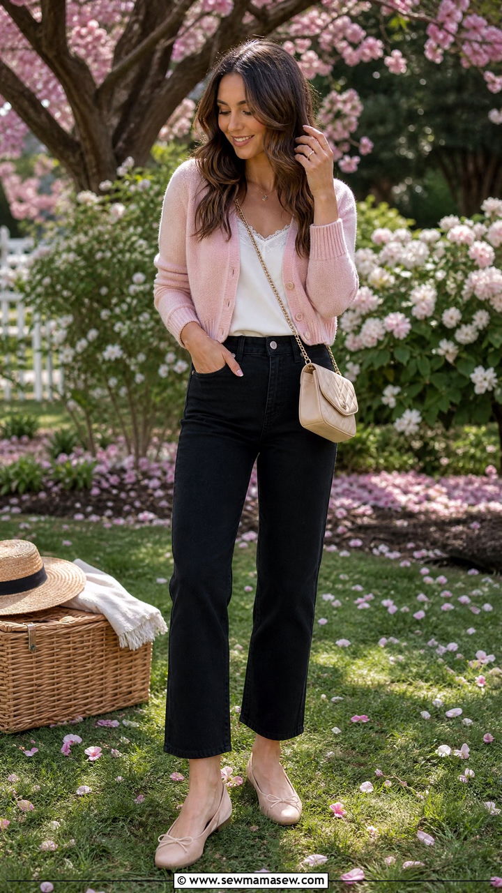 Black Jeans With Cardigan And Ballet Flats - 25 Black jeans outfit ideas with a cardigan