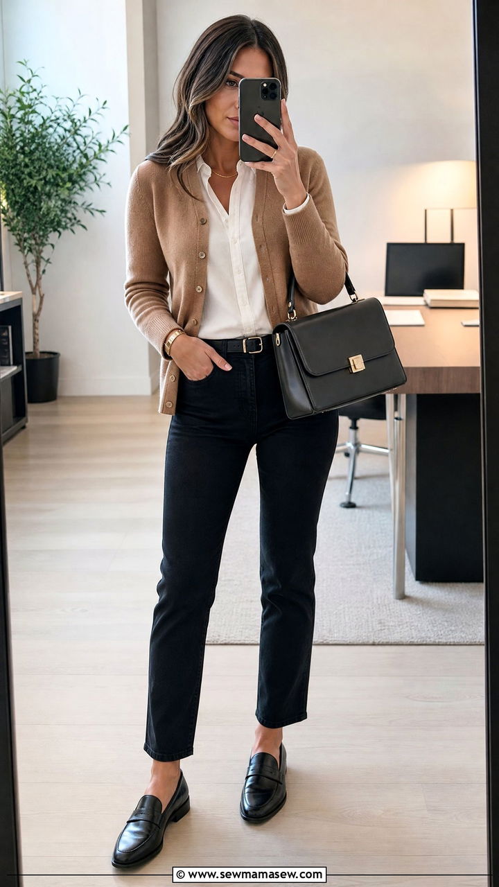 Black Jeans With Cardigan And Loafers - 25 Black jeans outfit ideas with a cardigan