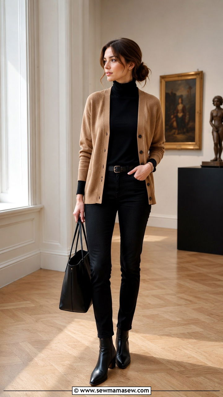 Black Jeans With Cardigan And Turtleneck - 25 Black jeans outfit ideas with a cardigan