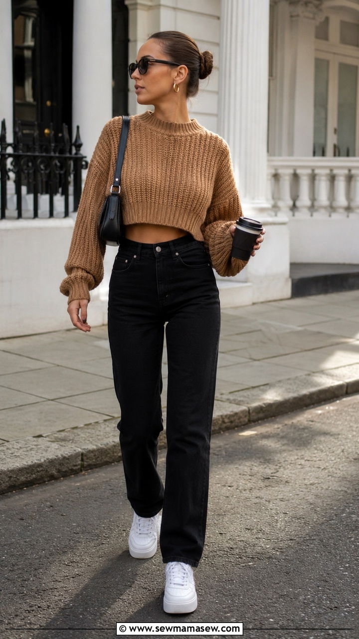Black Jeans With Cropped Sweater - 25 Black jeans outfit ideas with a sweater
