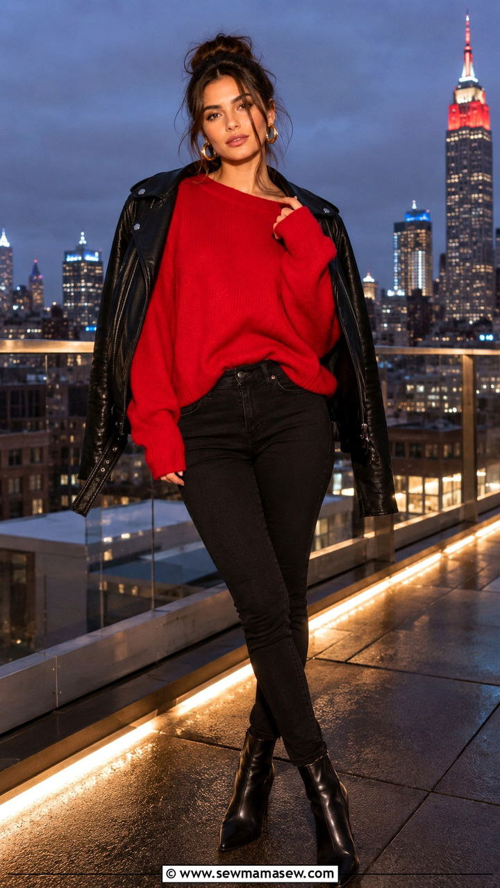 Black Jeans With Red Sweater - 25 Black jeans outfit ideas with a sweater