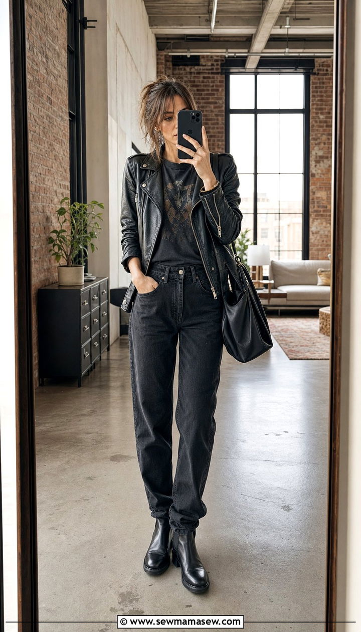 Black Jeans With a Band Tee Outfit - 35 black jeans outfit ideas for women